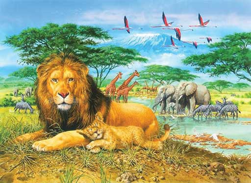 KILIMANJARO LION 36 PIECE THICK CARDBOARD PUZZLE Cover