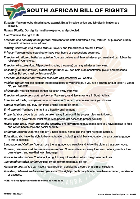 CHART: SA BILL OF RIGHTS A2 (FLAT) Cover