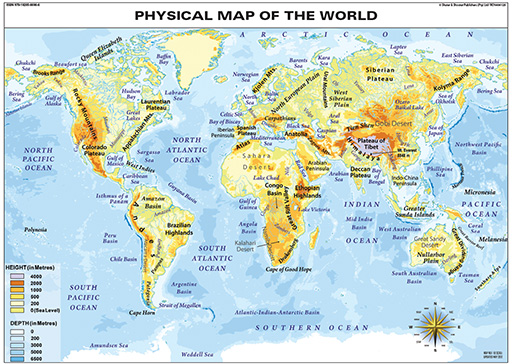 CHART: PHYSICAL MAP OF THE WORLD A1 Cover