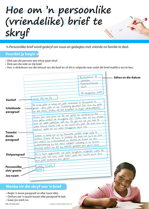 CHART: HOW TO WRITE A PERSONAL LETTER (AFRIKAANS) A2 Cover