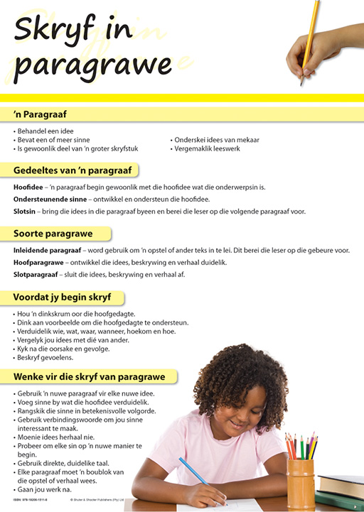 CHART: WRITING PARAGRAPHS (AFRIKAANS) A2 Cover